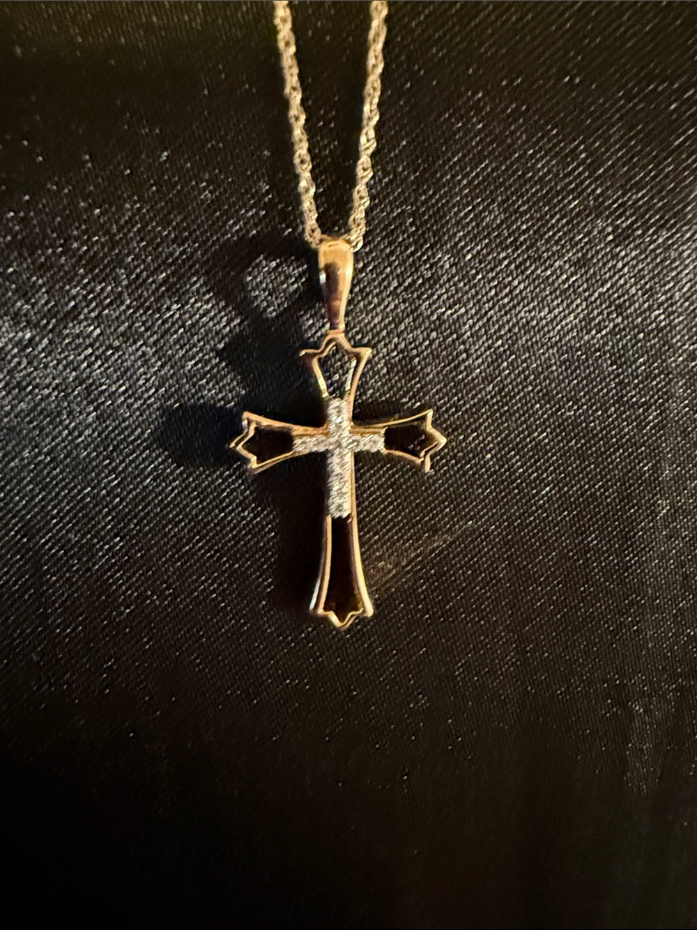 Gold Cross Pendant Necklace with Diamond Accent